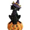 Schwarze Katze Auf Halloween Kürbis Teelichthalter 29cm -Karneval Universe Geschaft hexenkatze auf kuerbis keramik teelichthalter halloween wohnaccessoires und homeware witch cat on pumpkin cearmic candle house 54636 2
