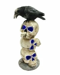 Rabe Auf Totenschädel Turm Mit LED Licht 29cm -Karneval Universe Geschaft rabe auf totenkopf turm mit led licht raven on skull tower with led light halloween deko 51580 02
