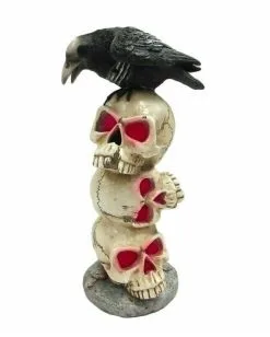 Rabe Auf Totenschädel Turm Mit LED Licht 29cm -Karneval Universe Geschaft rabe auf totenkopf turm mit led licht raven on skull tower with led light halloween deko 51580 03