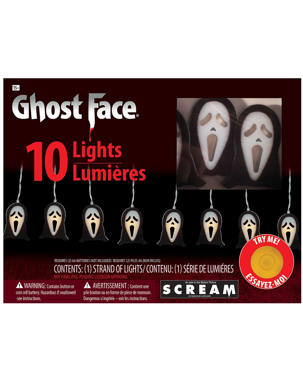 Scream Ghost Face Lichterkette Mit 10 LEDs 3 Scream Ghost Face Lichterkette Mit 10 LEDs