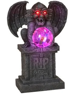 Gargoyle Sitzend Auf Grabstein Mit Licht