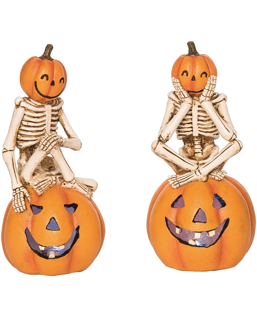 Leuchtender Kürbis Mit Skelett 21cm 1 St. 3 Leuchtender Kürbis Mit Skelett 21cm 1 St.