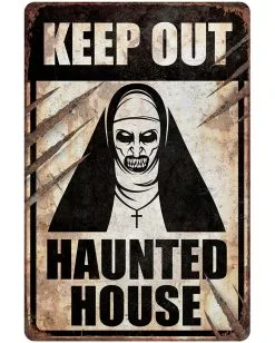 Keep Out Haunted House Warnschild Nonne 24x36 Cm